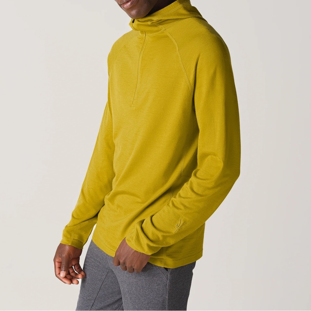ibex Men's Lightweight Hooded Shirt Jacket in Chartreuse